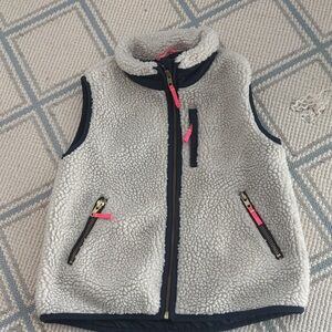 Crewcuts Fleece Vest with Pink Trim EUC Sz 8